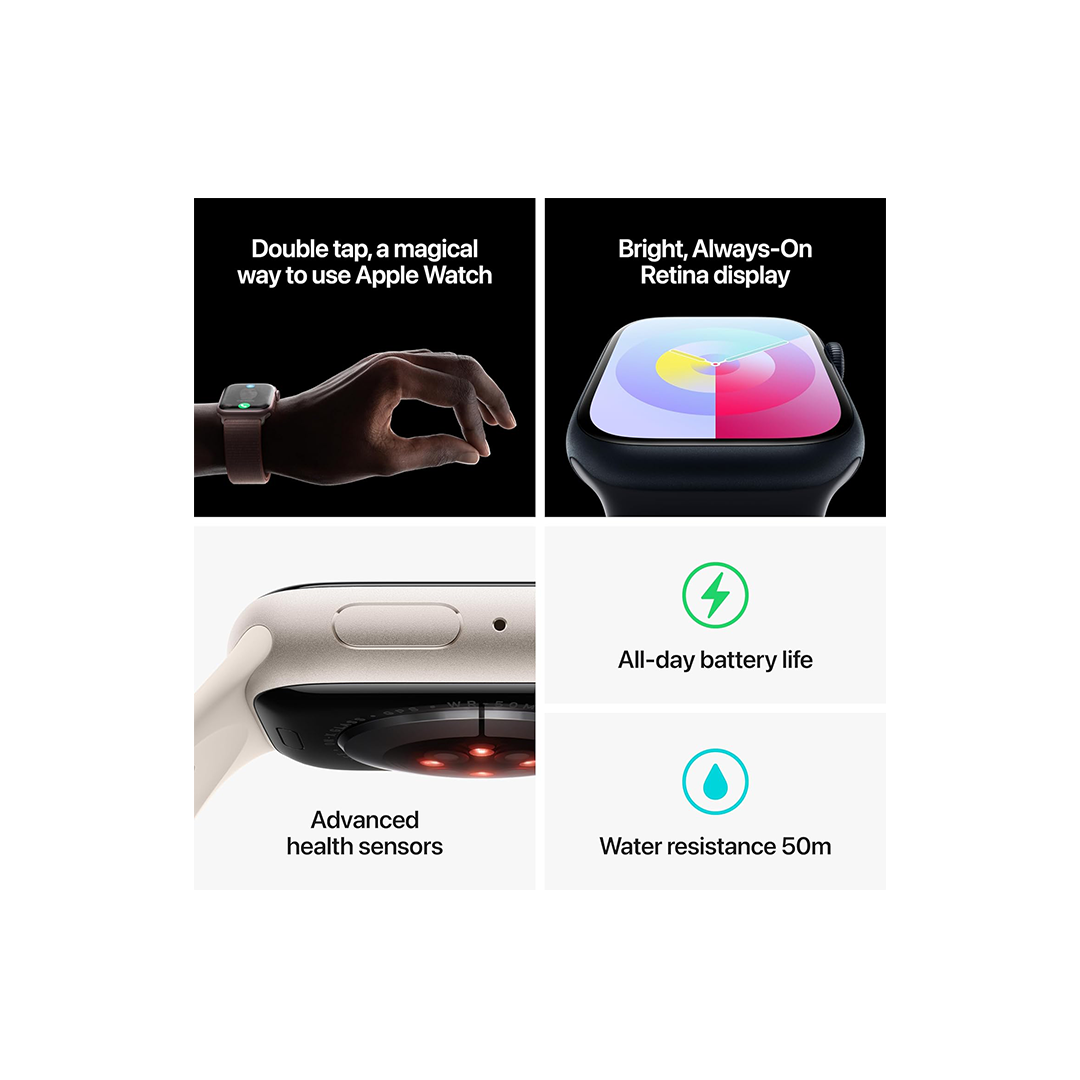 Apple Watch Series 9 (GPS) هيكل من الألومنيوم باللون الوردي مقاس 41 ملم مع حزام رياضي باللون الوردي Apple Watch Series 9 (GPS) هيكل من الألومنيوم باللون الوردي مقاس 41 ملم مع حزام رياضي باللون الوردي